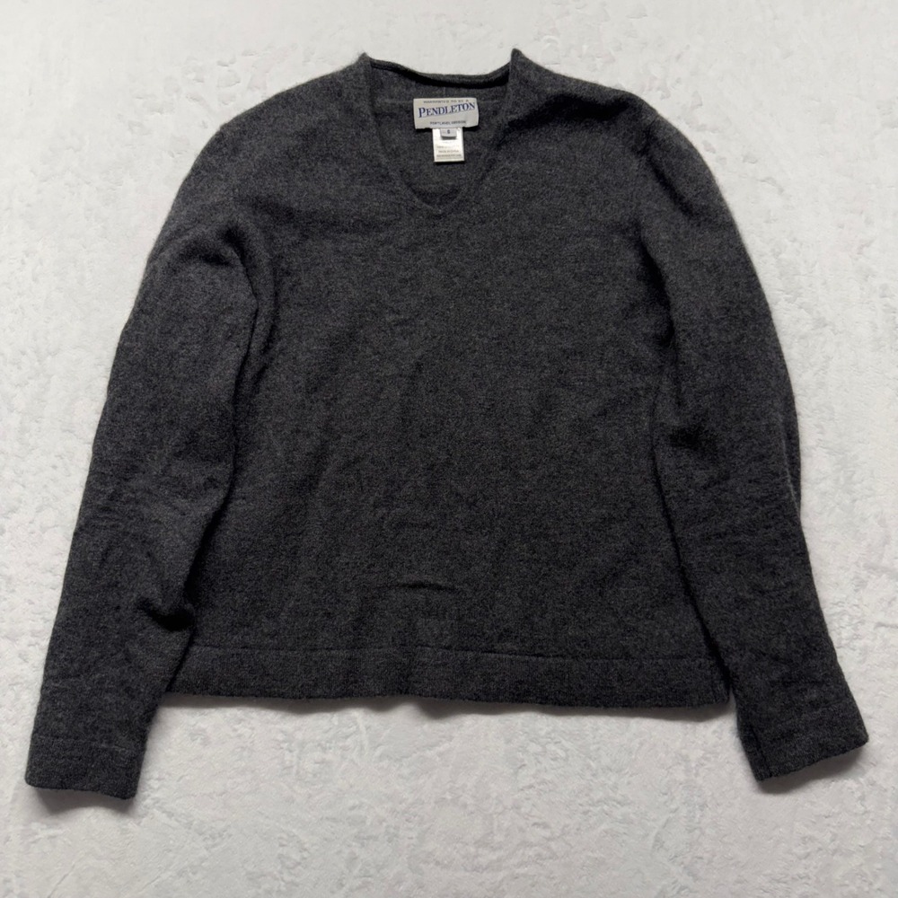 Pendleton 100% Cashmere Sweater S Gray Womens V Neck Quiet Luxury Pullover - Picture 1 of 8